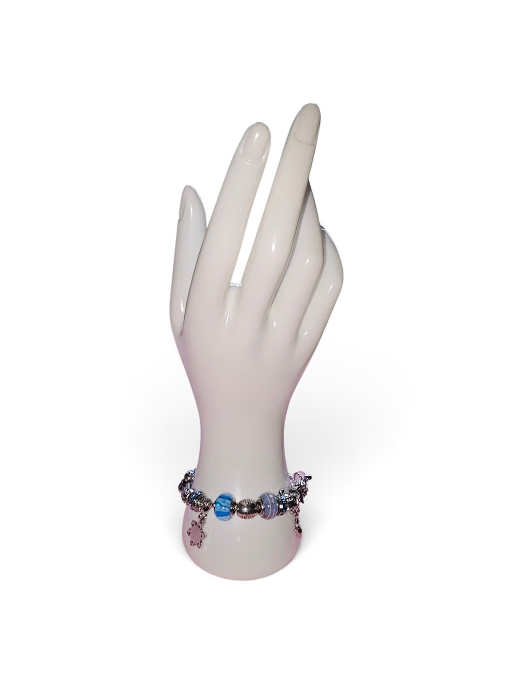 Danbury Mint Silver-Tone Bracelet with Blue Beads and Charms